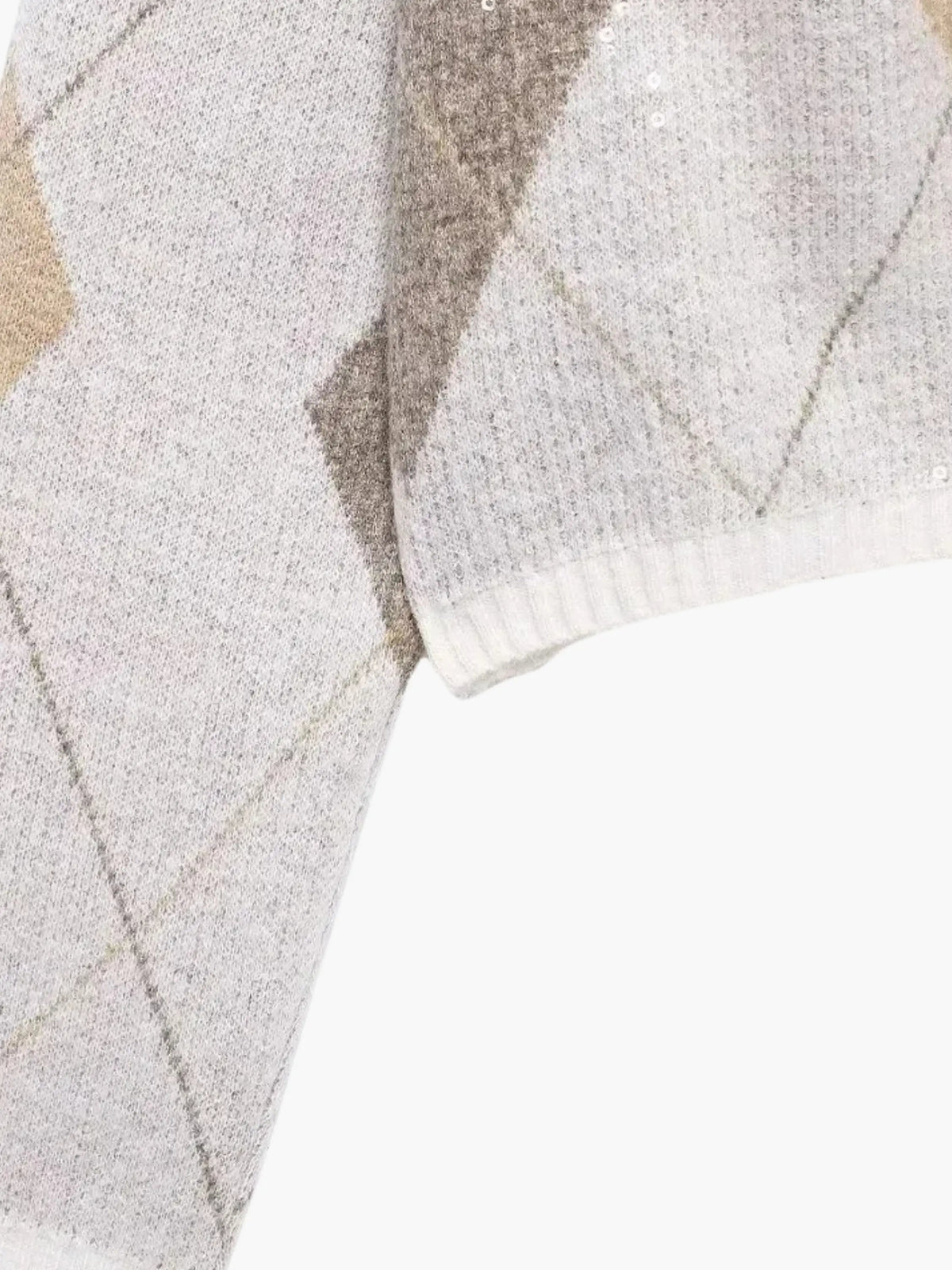 Women's Cropped Argyle Knit Cardigan