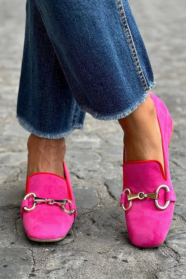 Aurevine | Women's Pointed Toe Loafers with Gold Detail