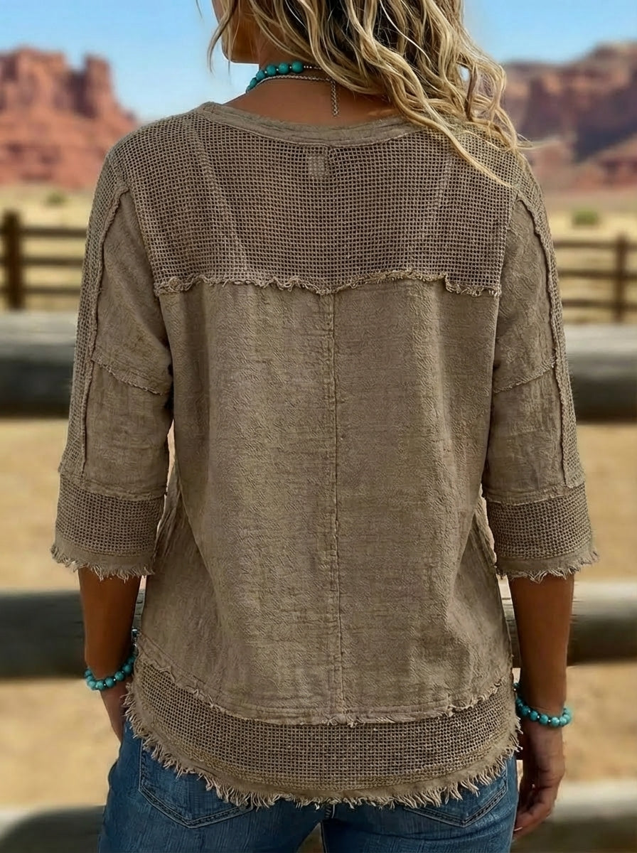 Solea | Boho Fringe V Neck Lounge Top for Women