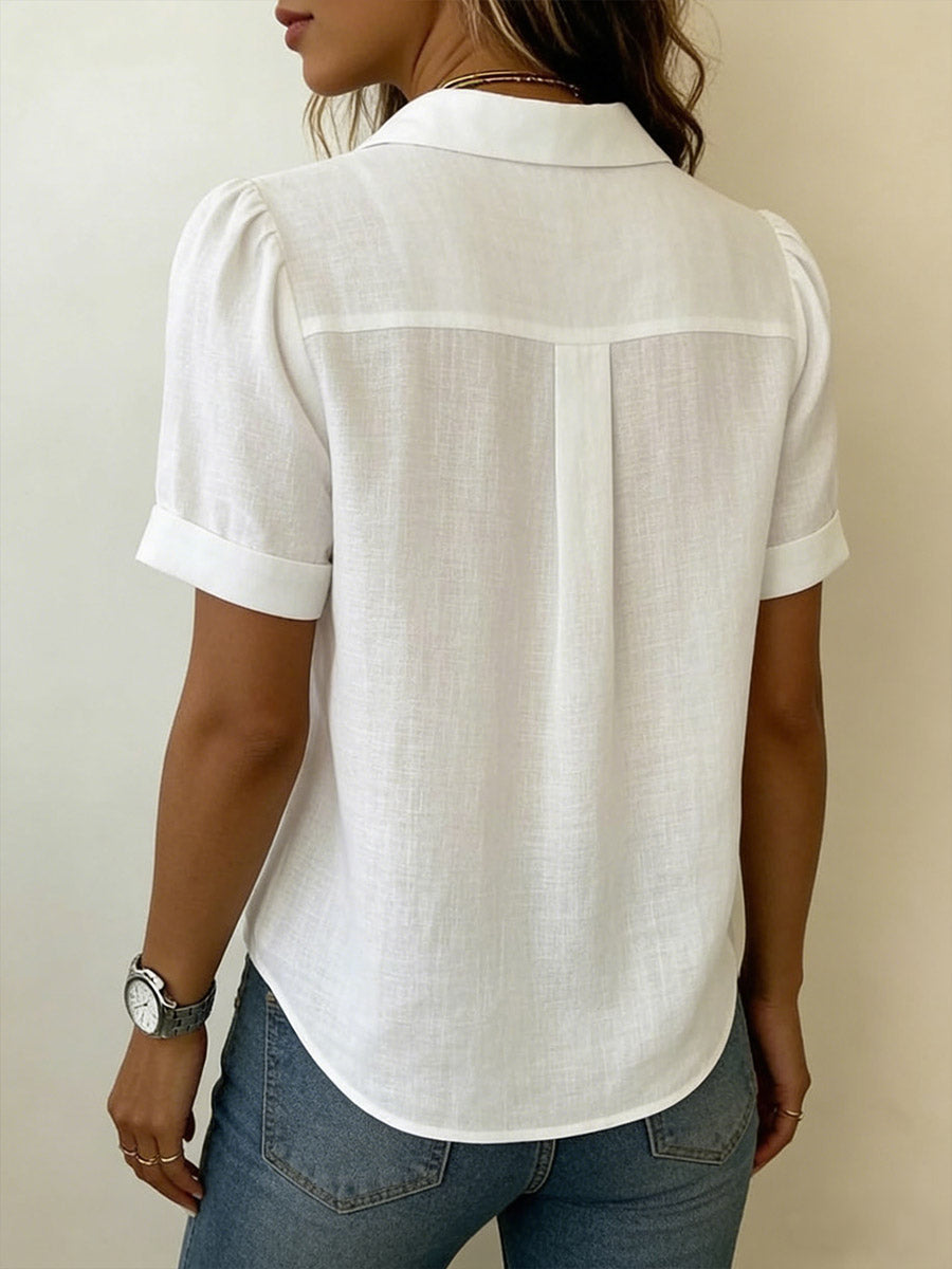 Valessia | Women's Pleated Collared Blouse