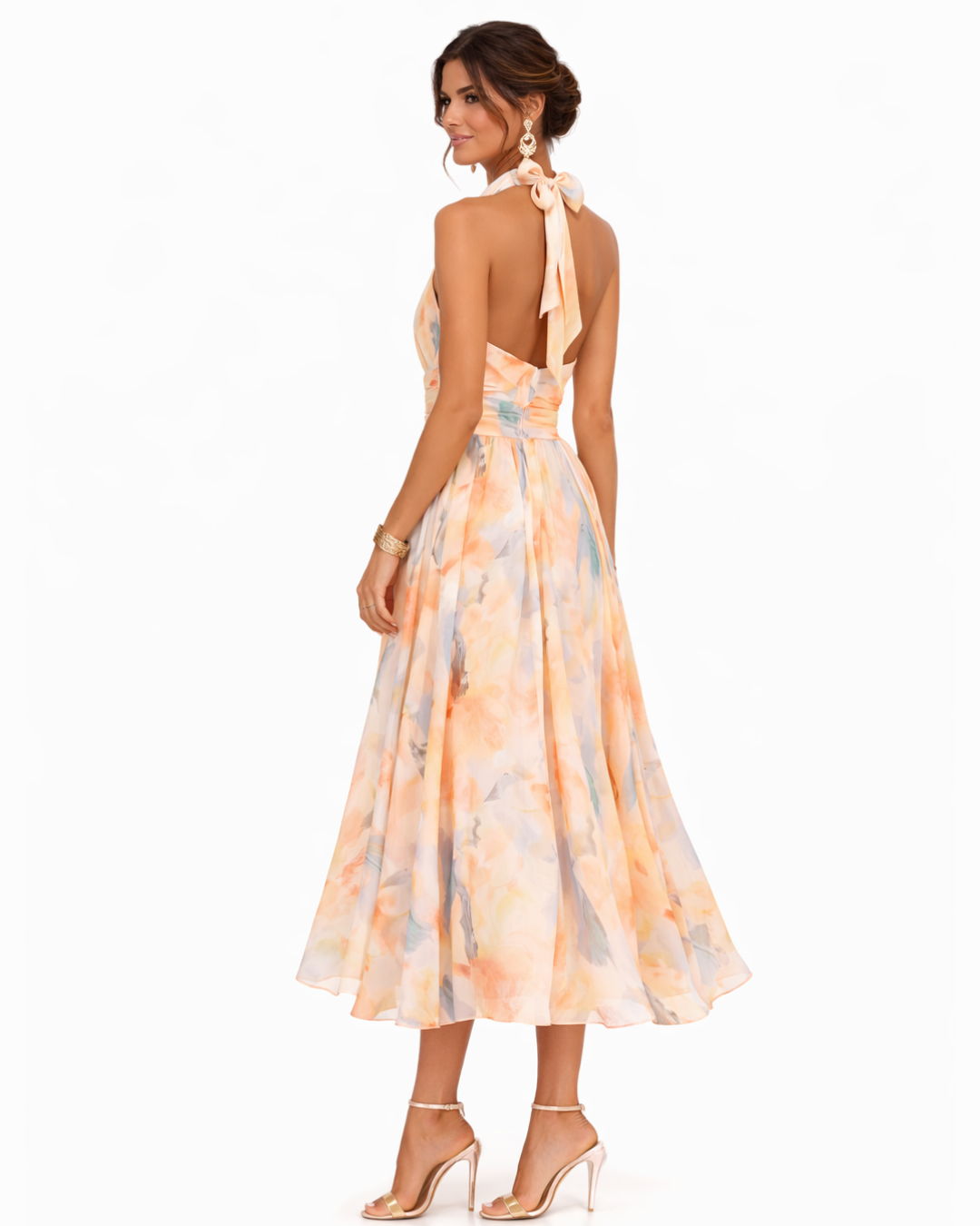 Selene | Halter Neck Printed Maxi Dress