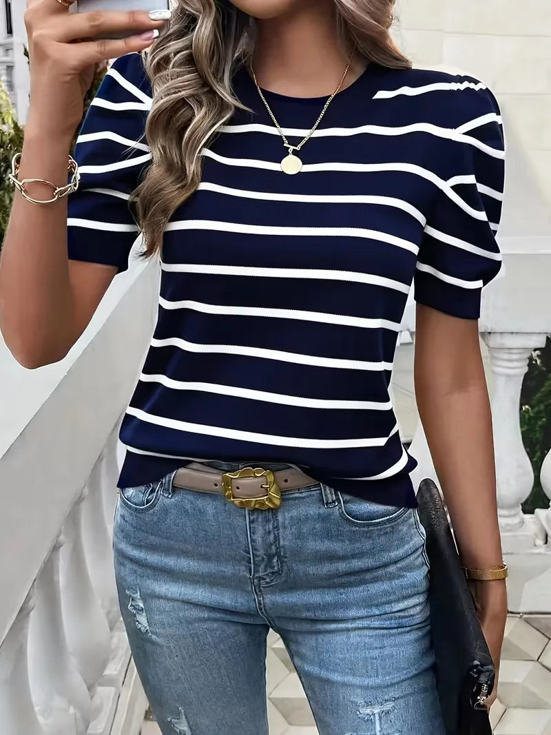Soreia | Women's Striped Puff Sleeve Top