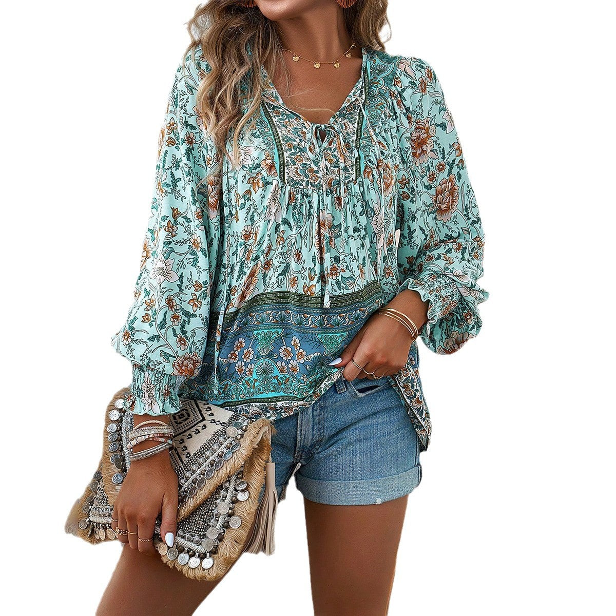 Aurelia | Women's Bohemian Floral Print Blouse