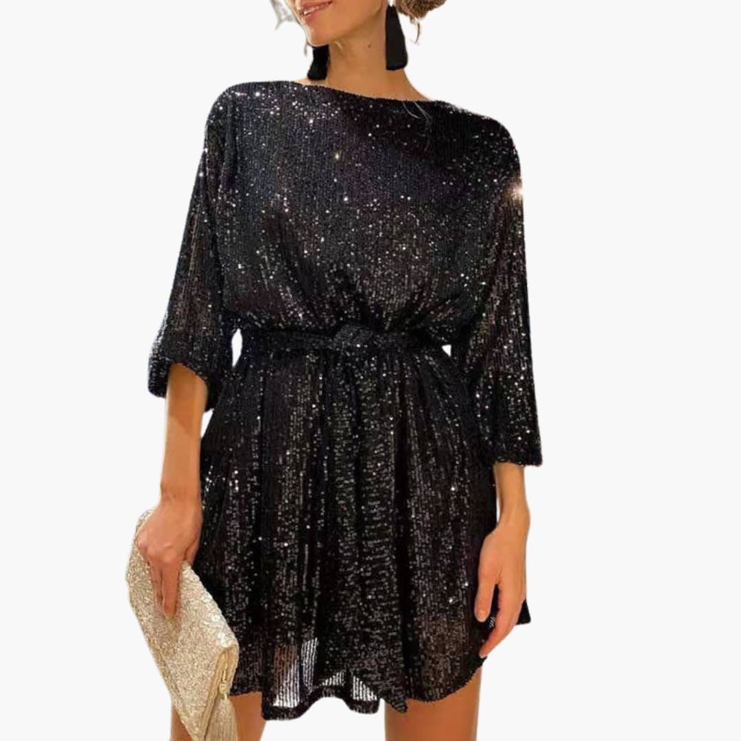Juliette | Women's Rhinestone Belted Christmas Party Cocktail Dress