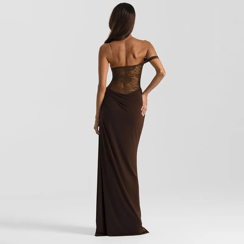 Women's Off-Shoulder Lace Maxi Evening Dress