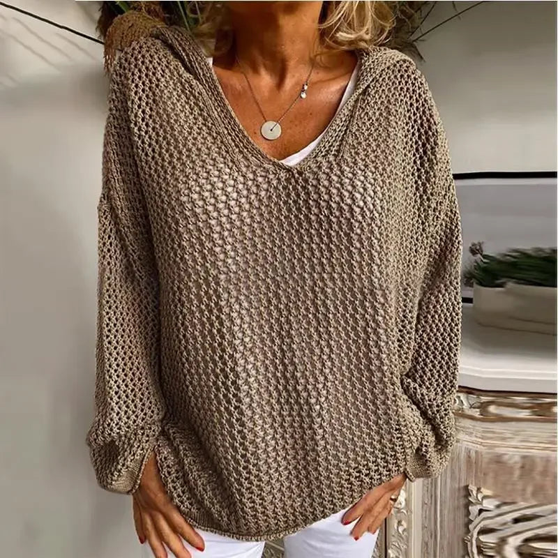 Livia | Women's Open-Knit V-Neck Jumper