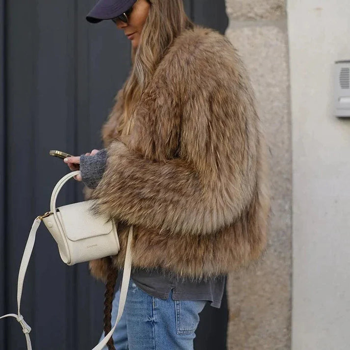 Marigold | Women's Oversized Plush Faux Fur Coat
