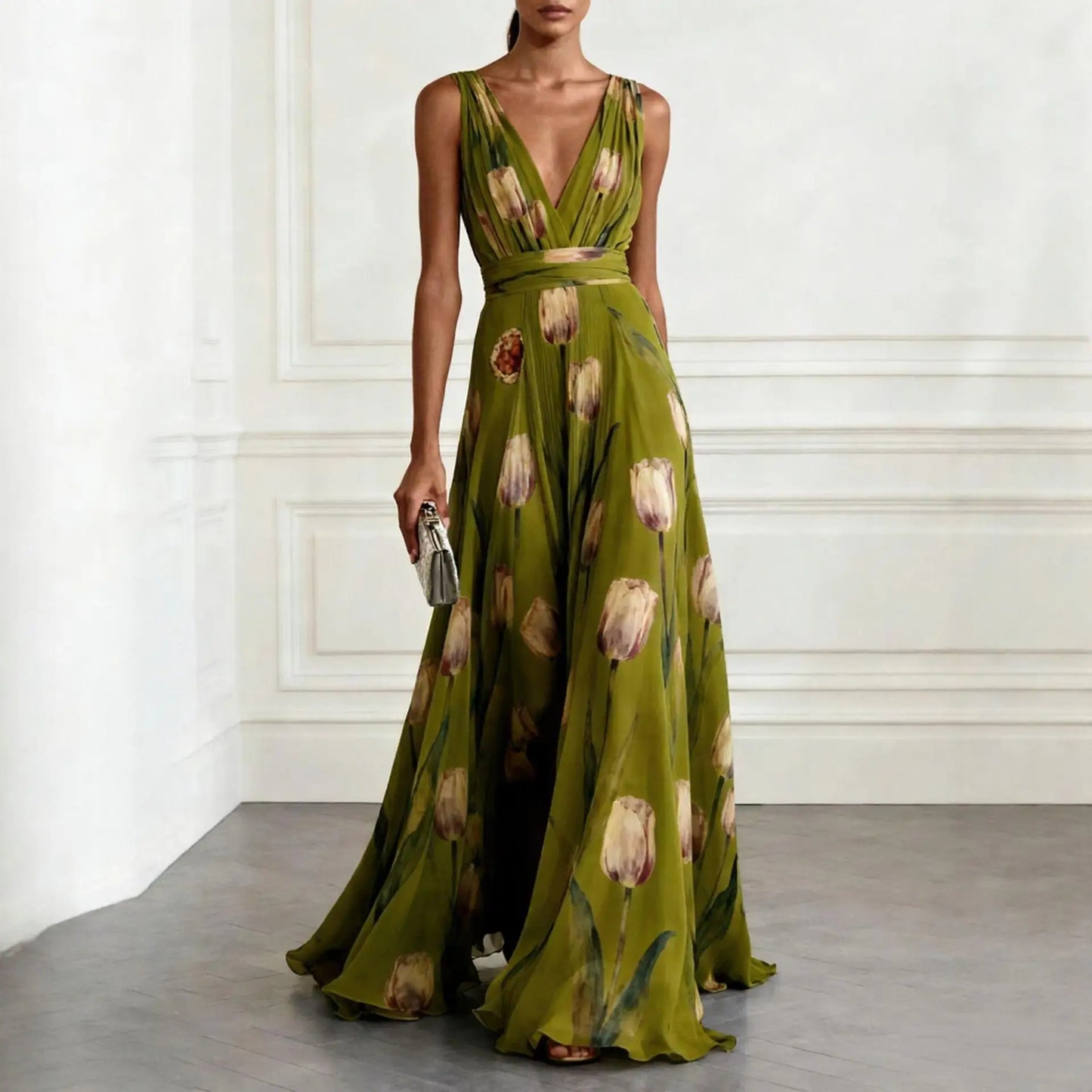 Calista | Printed Chiffon Wedding Guest Maxi Dress