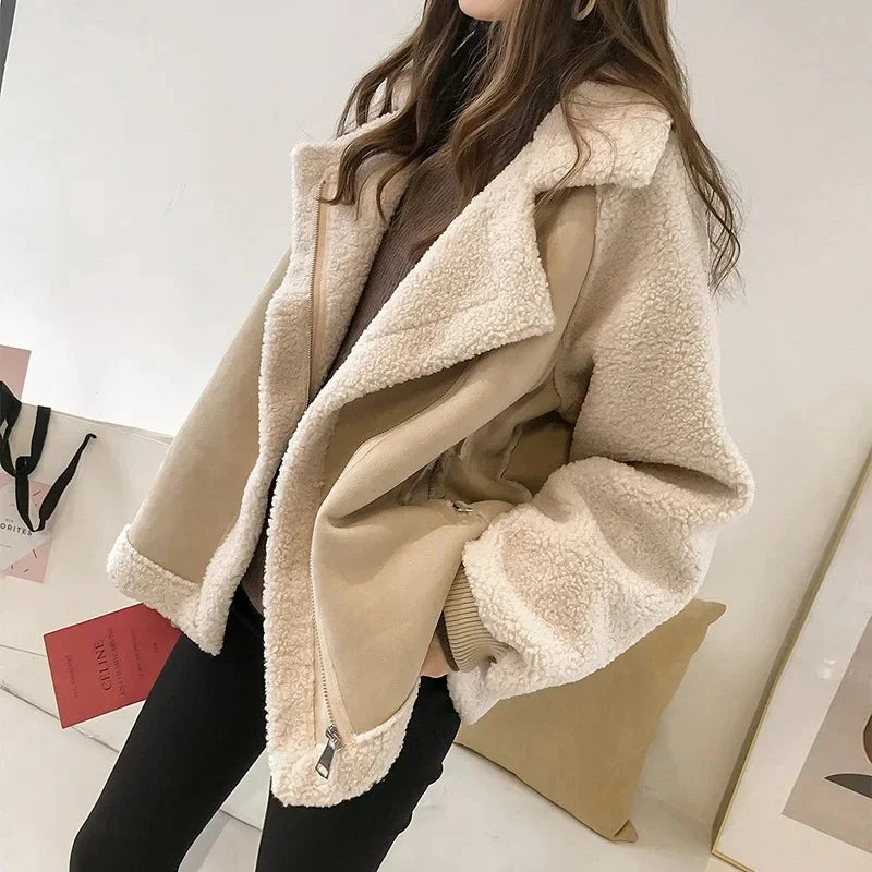 Sloane | Women's Faux Suede Shearling-Lined Aviator Winter Jacket
