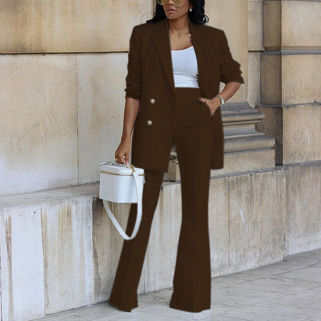 Women’s Matching Blazer and Wide Leg Trouser Set
