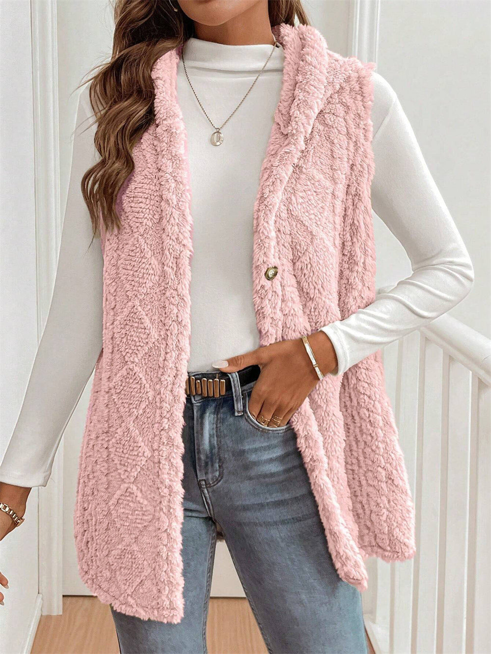 Tamsin | Women's Faux Fur Borg Button-Front Gilet