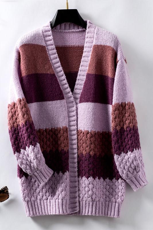 Marlo | Women's Striped Colour Block Knit Cardigan