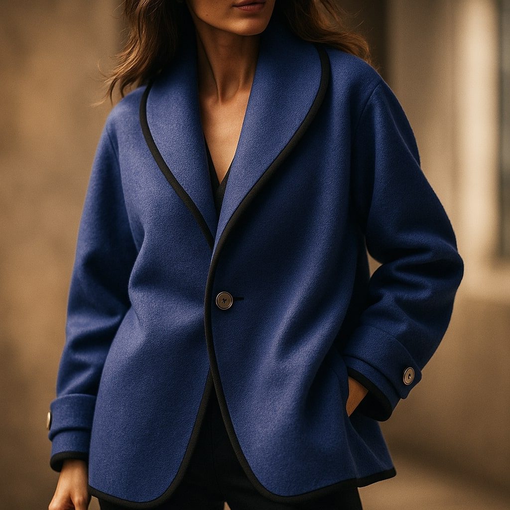 Isolde | Women's Oversized Contrast-Trim Lapel Swing Coat