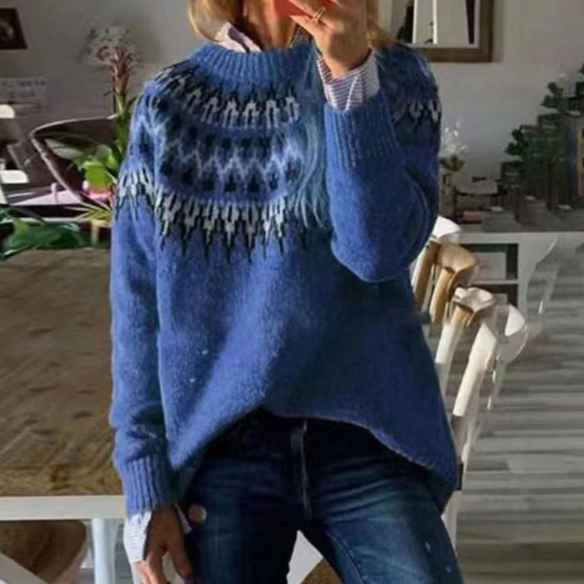 Courtney | Women's Relaxed-Fit Nordic Fair Isle Knit Jumper