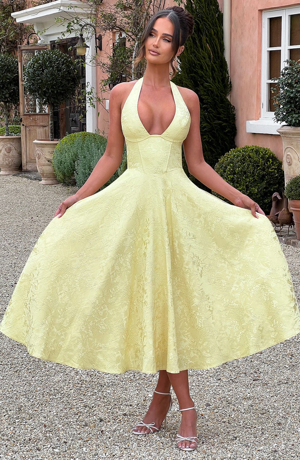 Kimberly | Elegant Halter Midi Dress for Weddings