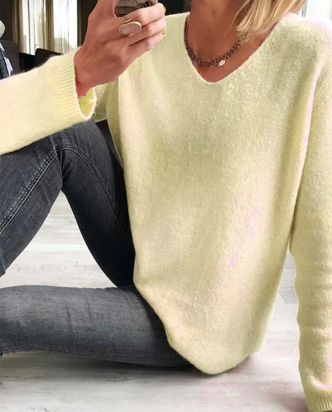 Rosalie | Elegant V Neck Long Sleeve Sweater for Women
