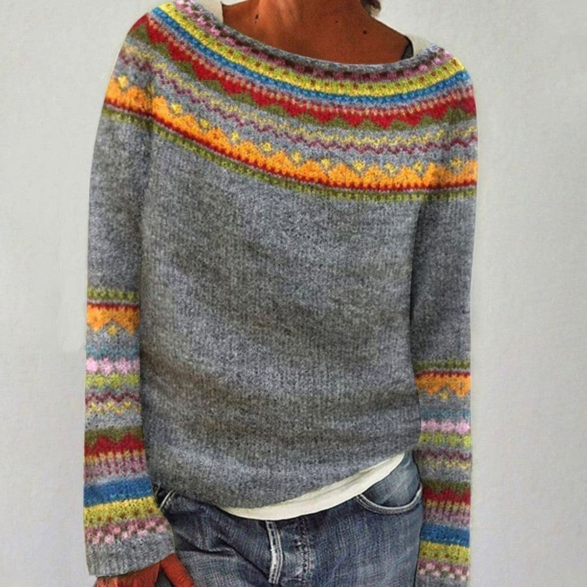 Women's Merino Wool Fair Isle Relaxed Knit Jumper