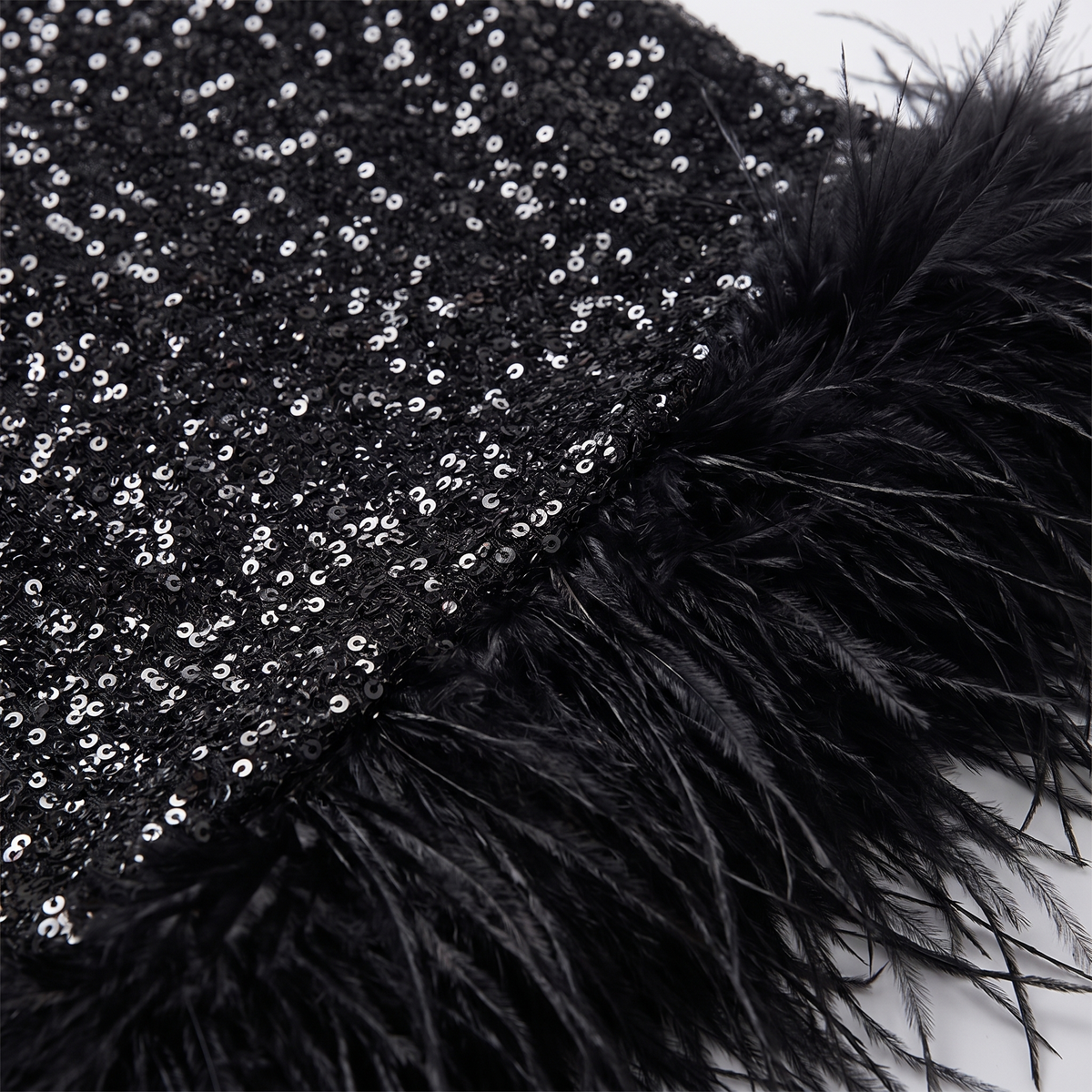 Women's Sequin Feather-Trim Christmas Party Midi Dress