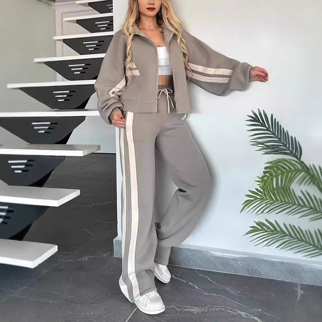 Monroe | Striped Zip-Up Lounge Set