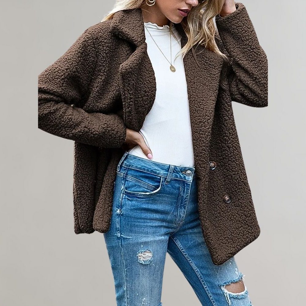 Aveline | Women's Textured Relaxed-Fit Double-Breasted Blazer