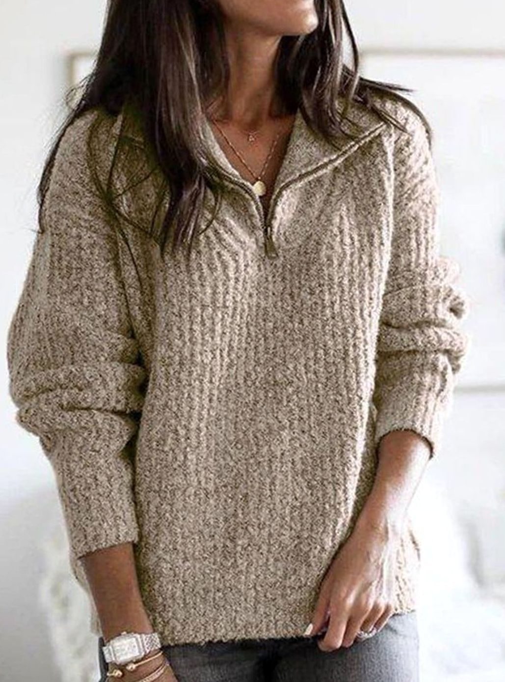 Ottoline | Cable Knit Zip-Up Jumper
