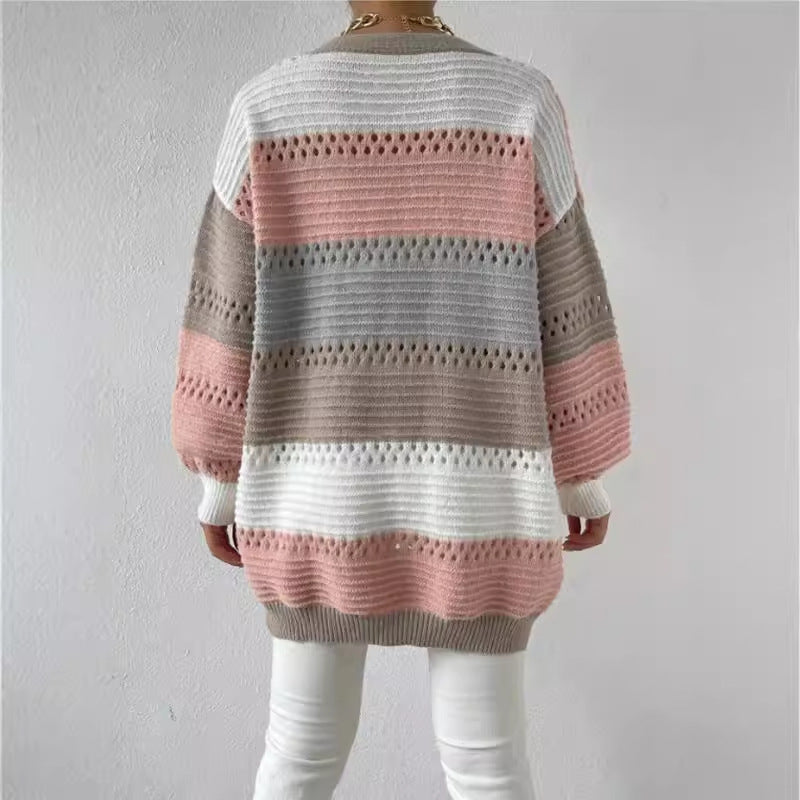 Elowen | Women's Colour-Block Pointelle Cardigan