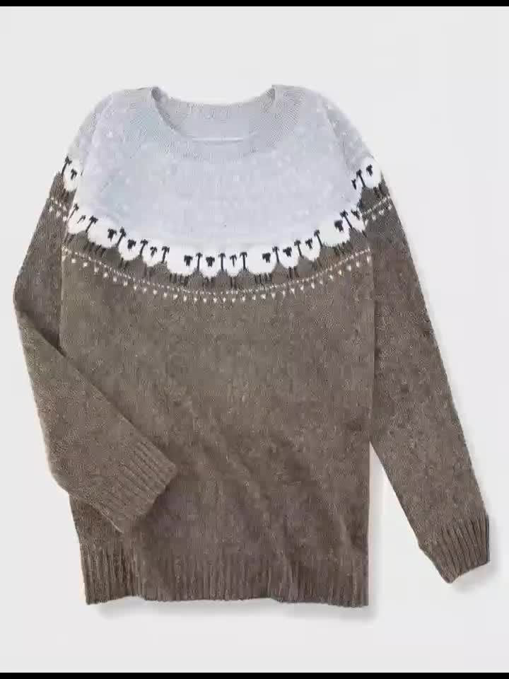 Rosamunde | Women's Fair Isle Sheep Jacquard Knit Jumper