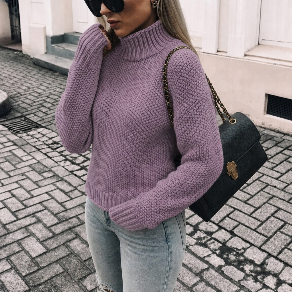 Elowenne | Women's Chunky Knit Oversized Roll Neck Jumper