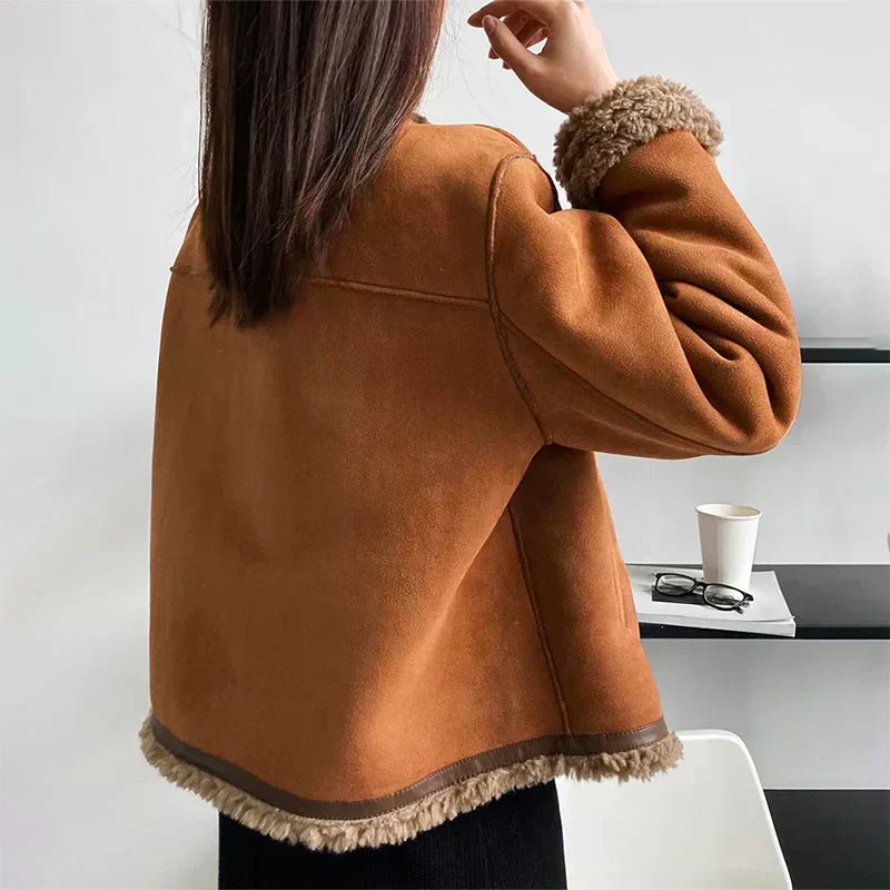 Elspeth | Women's Cropped Faux Shearling Button-Front Jacket