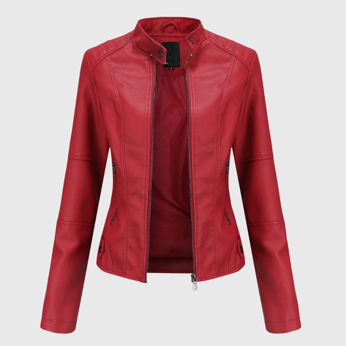 Keira | Women's Faux Leather High-Collar Biker Jacket