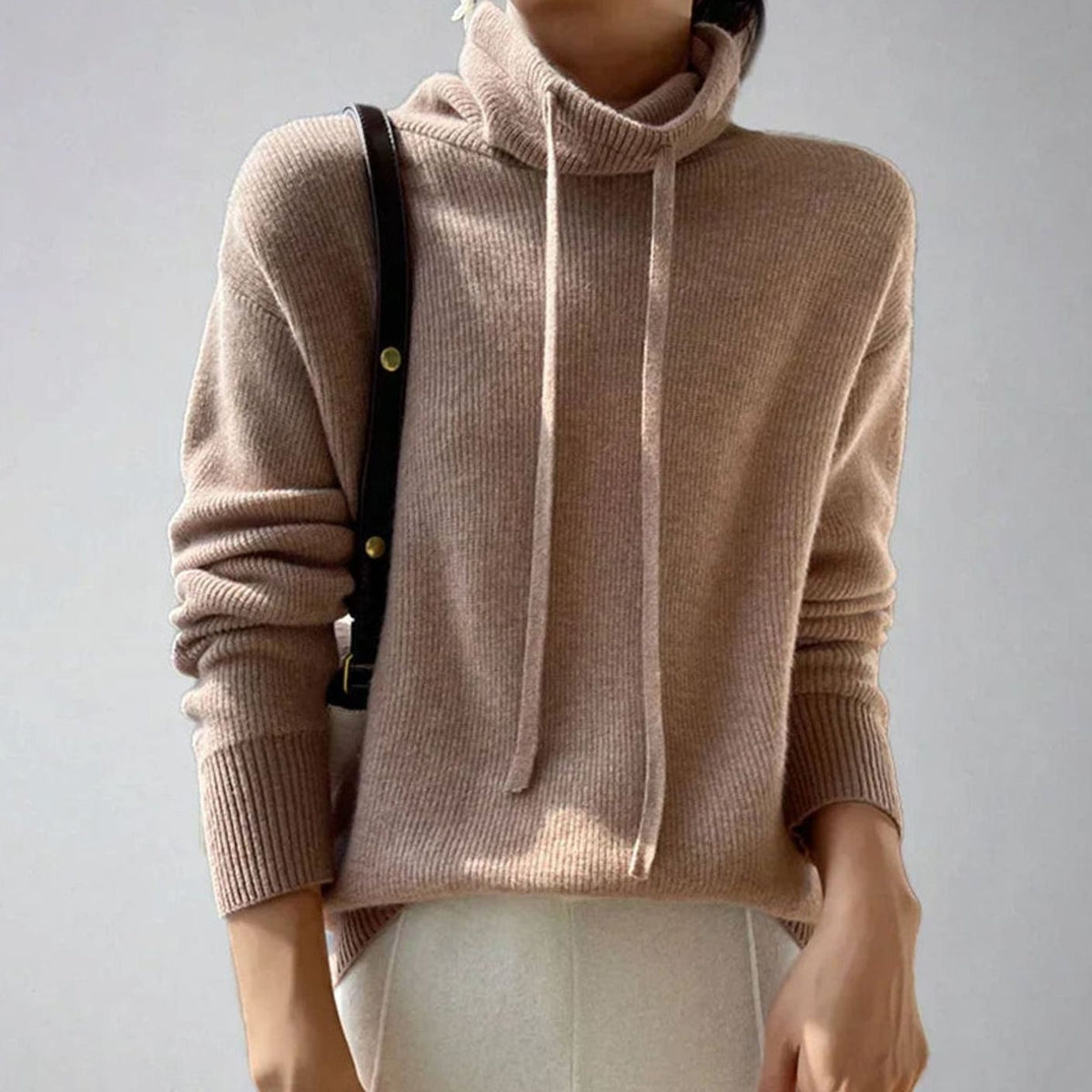 Florence | Women's Slouchy Drawstring Turtleneck Knit Jumper | Winter