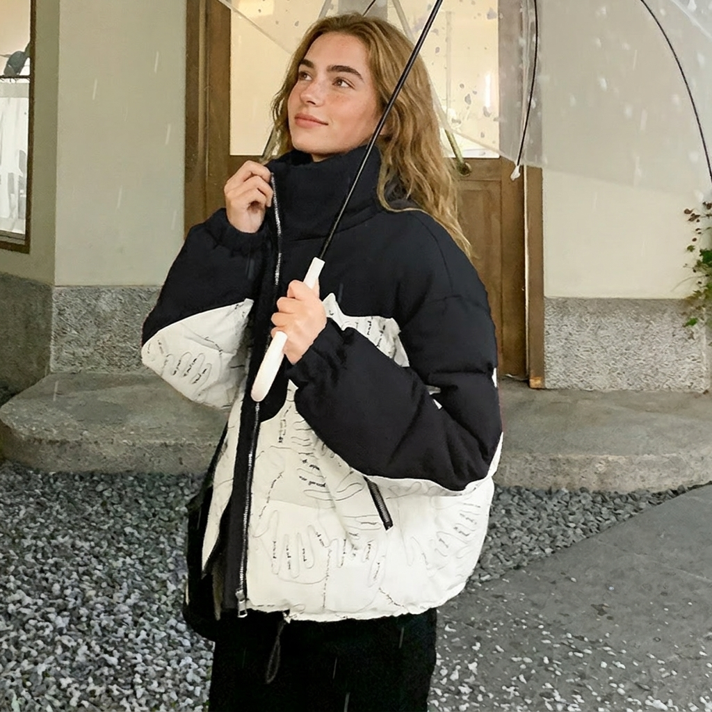 Marlowe | Women's Two-Tone Puffer Jacket with Stand Collar