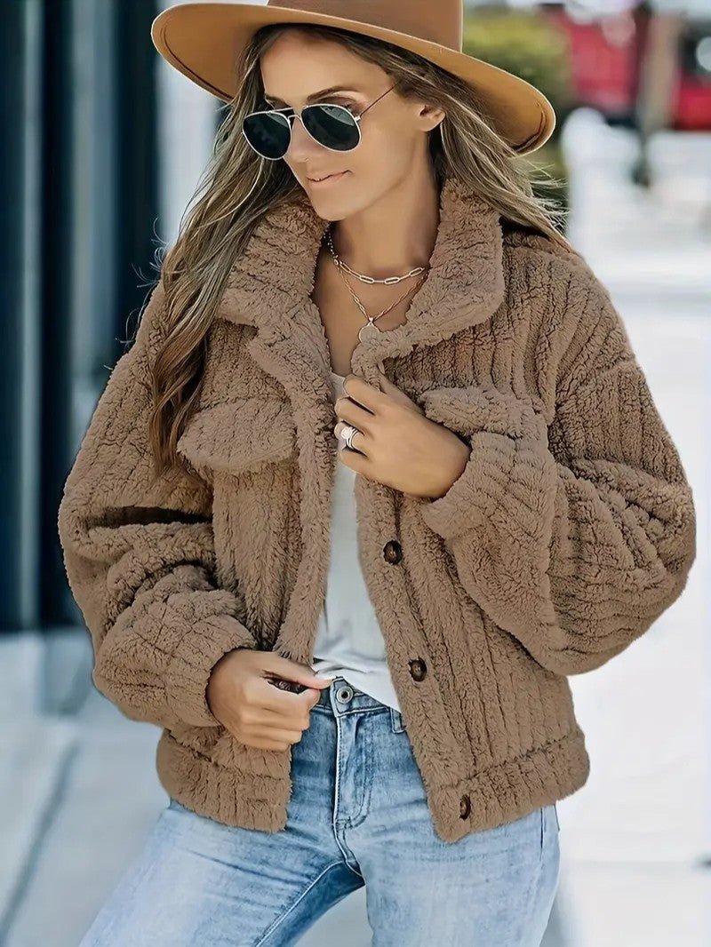 Women's Textured Button-Up Winter Jacket