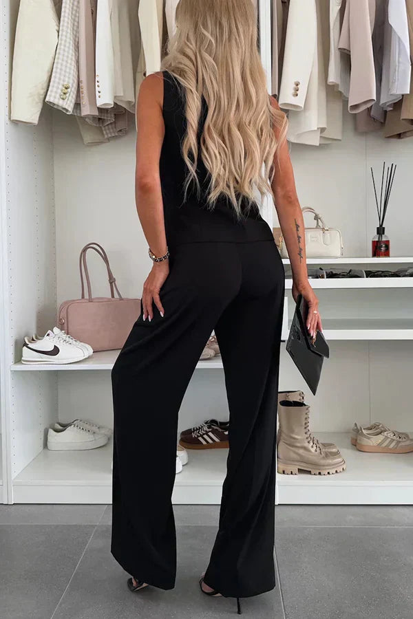 Alessia | Sleeveless Waistcoat & Straight Leg Trouser Set