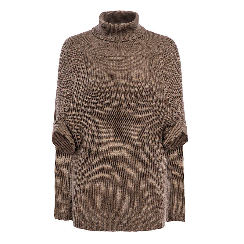 Ingrid | Cape Turtleneck Jumper with Split Sleeves