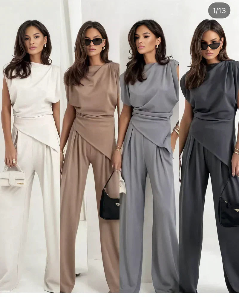 Seravelle | Women's Draped Wide Leg Co-Ord Set