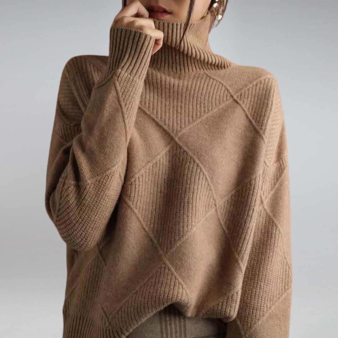Marcheline | Women's Diamond Knit Turtleneck Jumper
