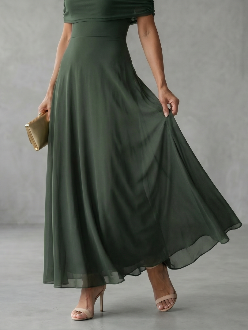 Women's Off-Shoulder Fitted Maxi Wedding Guest Dress