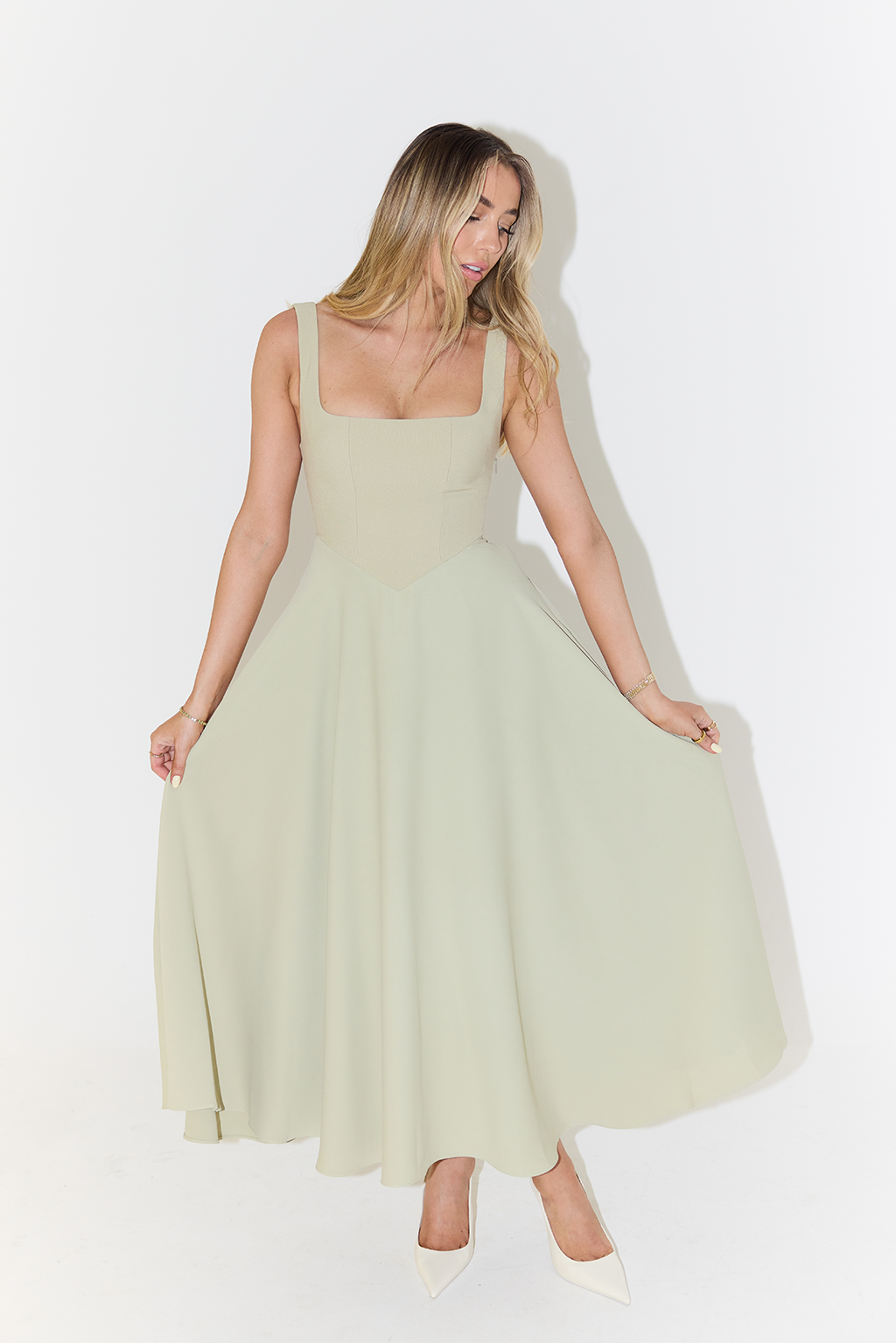 Anastasia | Square Neck Christmas Party Midi Dress