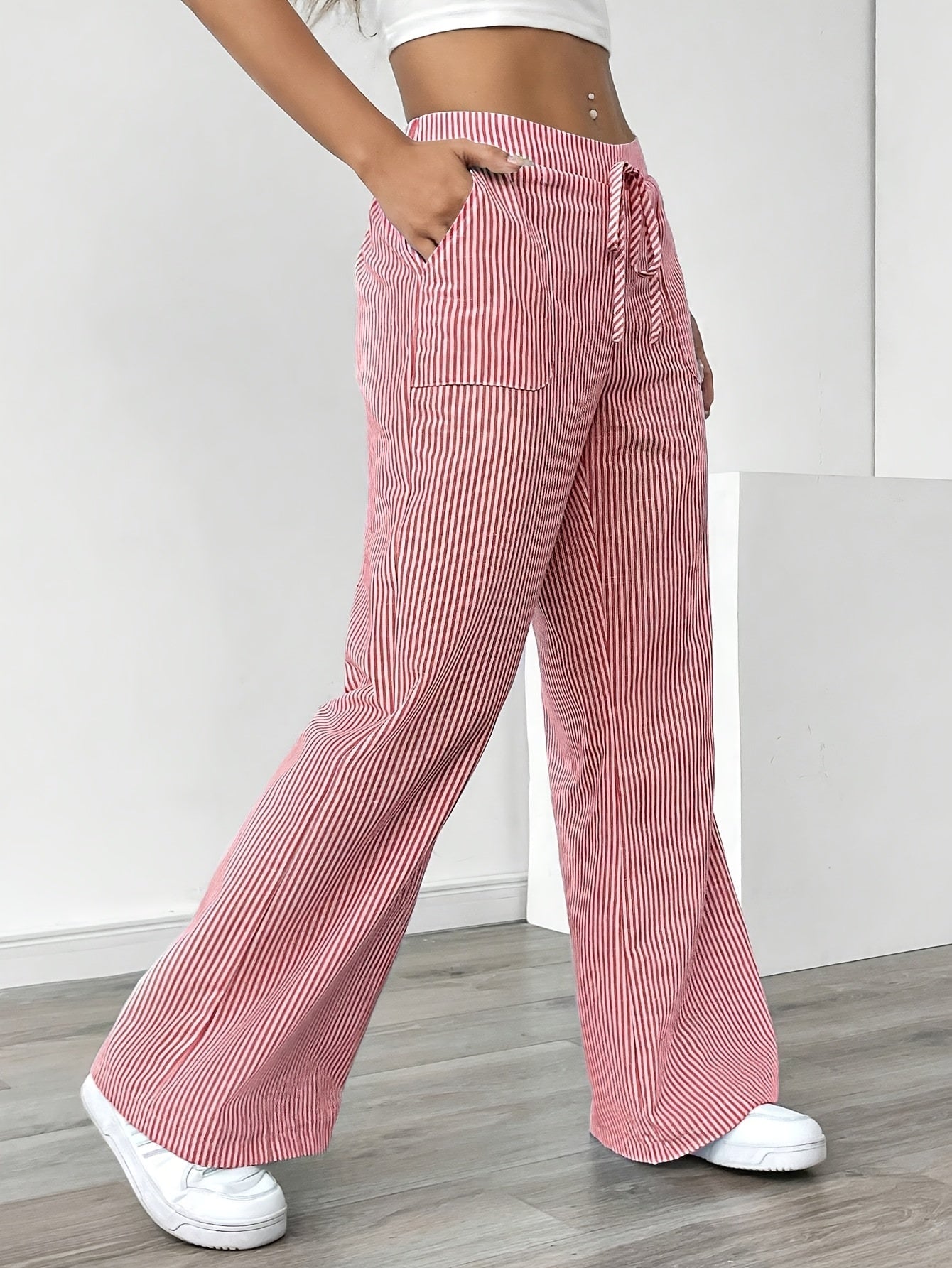 Lorévia | Women's Striped Wide Leg Trousers