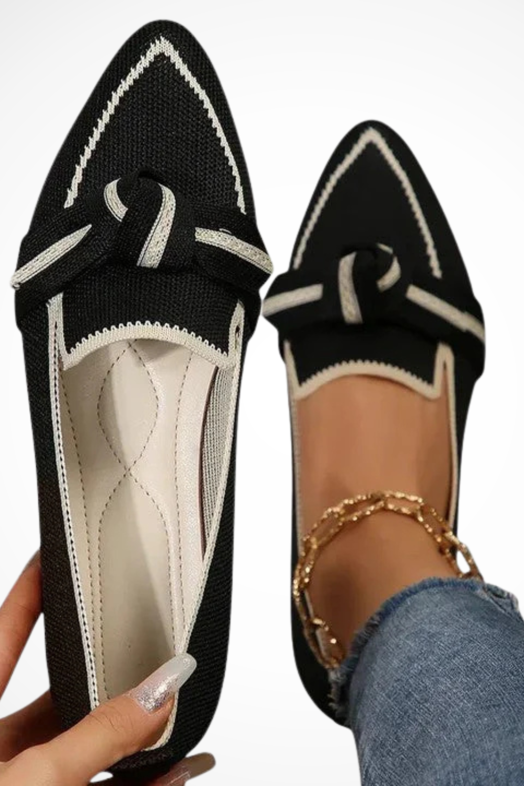 Élodiane | Women's Contrast Trim Knot Loafers