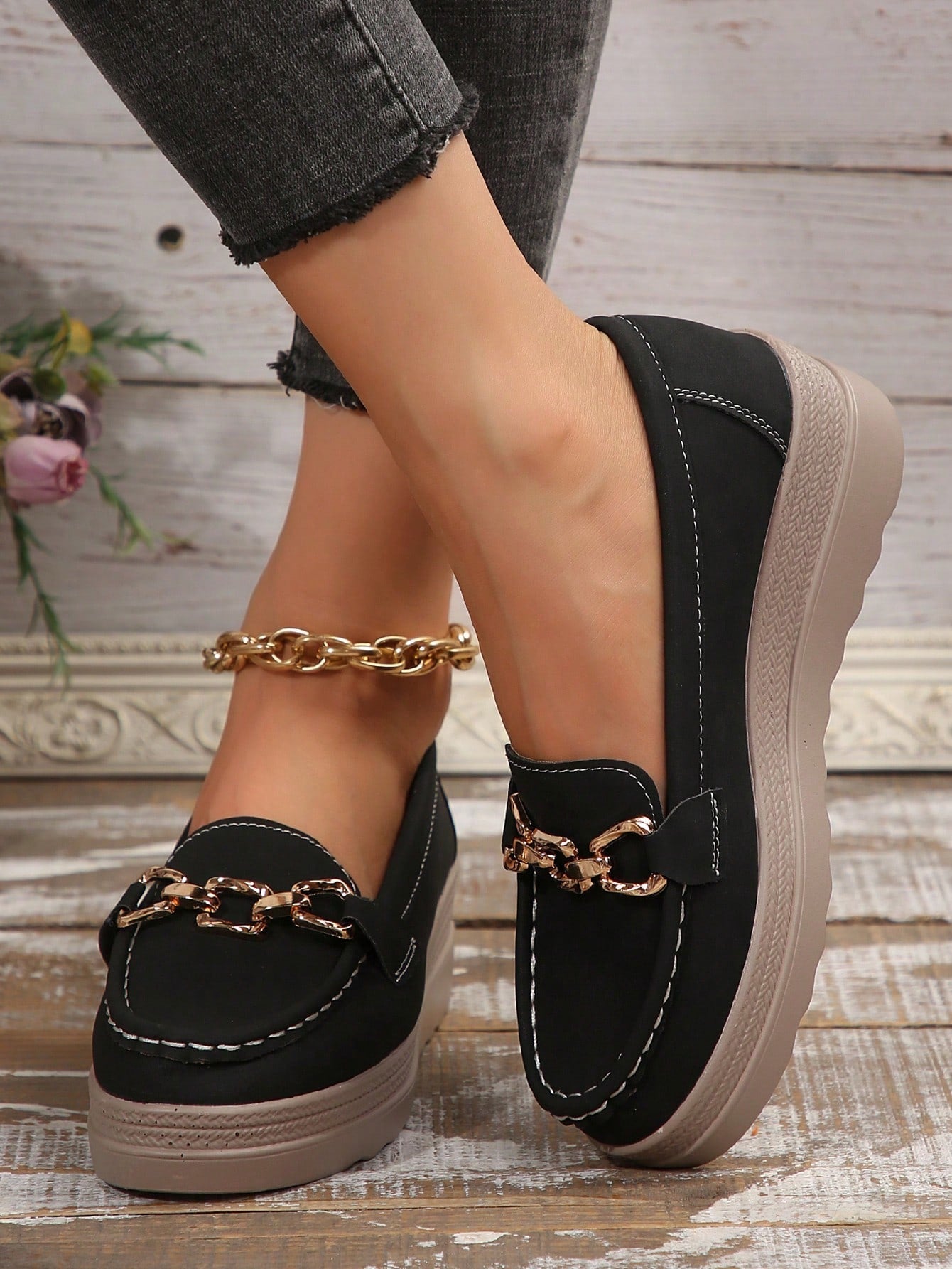 Marcella | Slip-On Loafers with Metal Detail