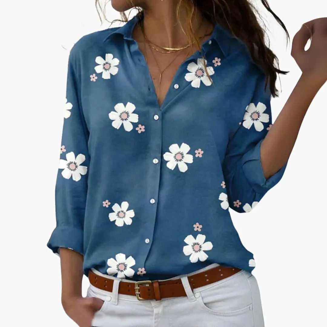 Floréline | Women's Floral Button-Up Blouse