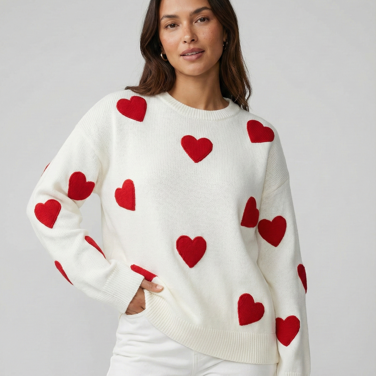 Hallie | Women's Relaxed Heart Motif Jumper