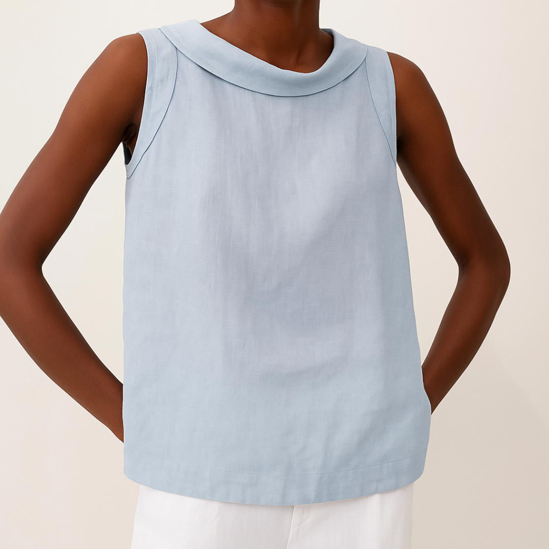 Cressida | Sleeveless Rolled Collar Top