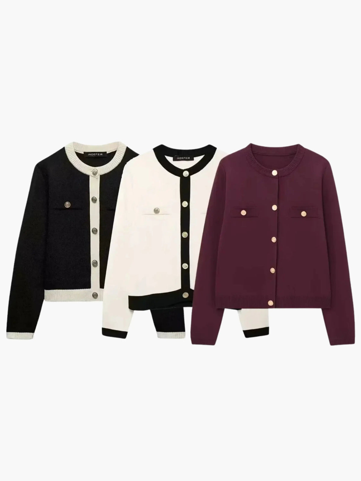 Women's Structured Knit Cardigan with Gold Buttons