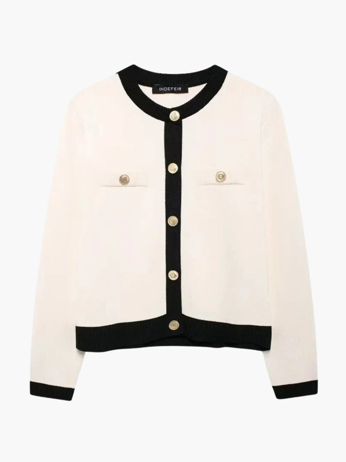 Women's Structured Knit Cardigan with Gold Buttons