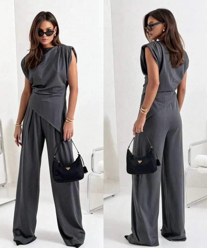 Seravelle | Women's Draped Wide Leg Co-Ord Set