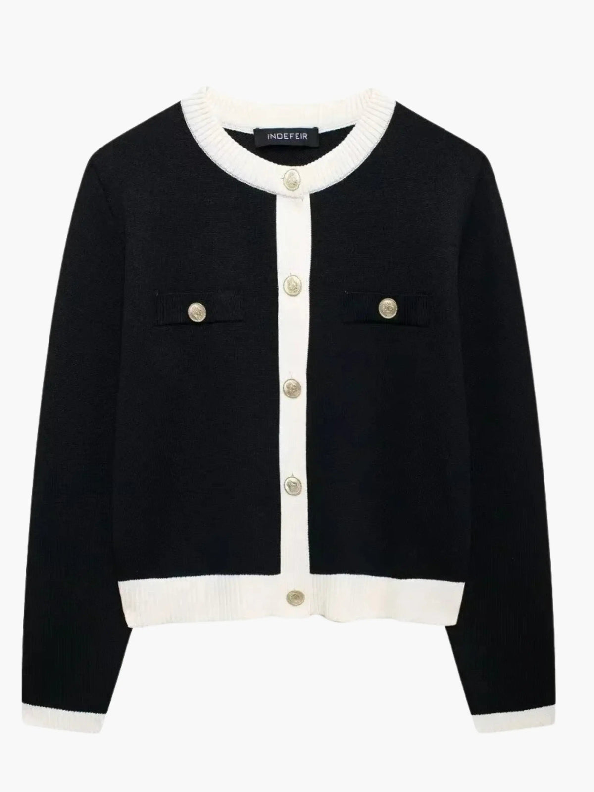 Women's Structured Knit Cardigan with Gold Buttons