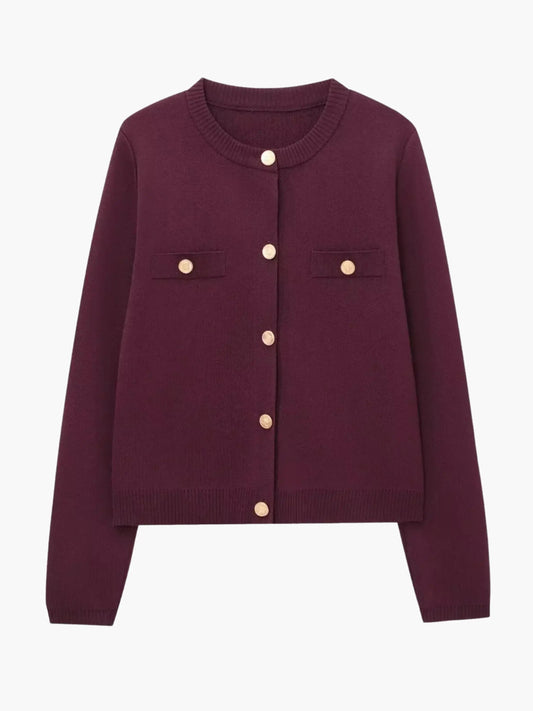 Women's Structured Knit Cardigan with Gold Buttons